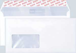 Briefumschlag hochweiss mit grauem Innendruck, DL, 100 g, Haftklebung,