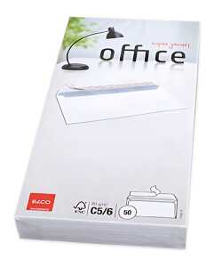 Briefumschlag Office C5/6 DL+ hochweiss, Haftklebung 80 g/qm, 50 Stück