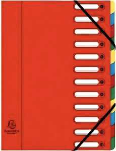 Eckspann-Ordnungsmappe 12 Fächer rot 425g/qm Manila Karton, Innenfach