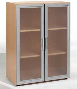 Flügeltürenschrank mit Glastür 3 OH 80 cm Breite, Buche, Flex