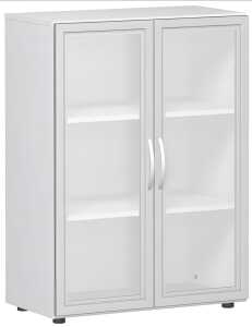 Flügeltürenschrank mit Glastür 3 OH 80 cm Breite, weiß, Flex