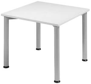 Schreibtisch B800xT800mm Lichtgrau/weißalu, 4-Fuß Flex