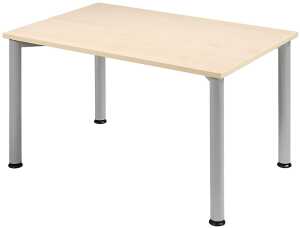 Schreibtisch B1200xT800mm Ahorn/weißalu, 4-Fuß Flex