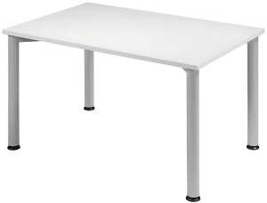 Schreibtisch B1200xT800mm Lichtgrau/weißalu, 4-Fuß Flex