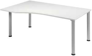 Schreibtisch links Lichtgrau/weißalu 4-Fuß Flex, BxT: 1800x800/1000mm