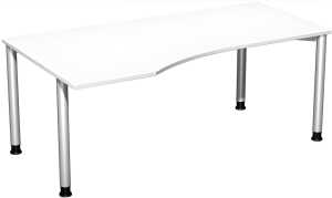 Schreibtisch links wei0/weißalu 4-Fuß Flex, BxT: 1800x800/1000mm