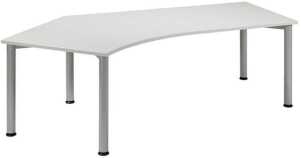 Schreibtisch 135° links Lichtgrau/ weißalu, 4-Fuß Flex