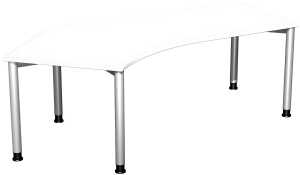 Schreibtisch 135° rechts, weiß/ weißalu, 4-Fuß Flex 4038933482996