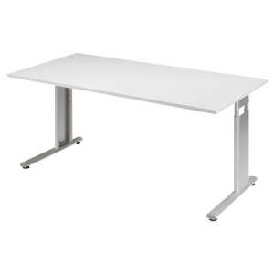Arbeitstisch C-Fuß Flex Lichtgrau/ Silber, höhenverstellbar