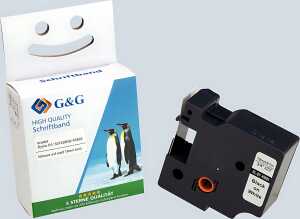 Premium Schriftband 12mm/7m, komp. zu 45013/S0720530, schwarz auf weiß