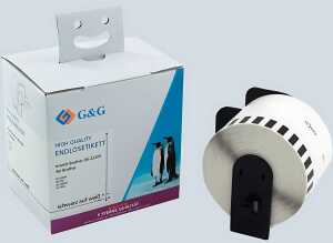 Premium Etiketten 62mmx30,48m komp. Brother DK-22205 schwarz auf weiß