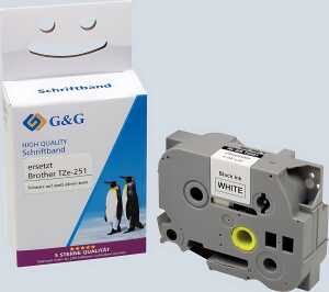 Premium Schriftband komp. zu Brother TZe-251, schwarz auf weiß