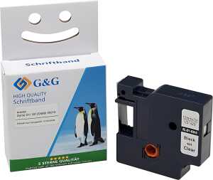 Premium Schriftband 12mm/7m, komp. zu 45010/S0720500, schwarz/transp