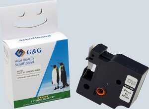 Premium Schriftband 19mm/7m, komp. zu 45803/S0720830, schwarz auf weiß