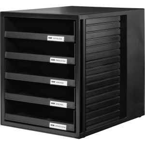 HAN Schublabdenbox SCHRANK-SET - A4/C4, 5 offene Schubladen, schwarz