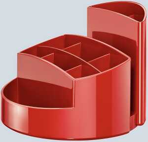 Schreibtisch-Köcher Rondo rot 9 Fächer, 140x140x109mm, Kunststoff