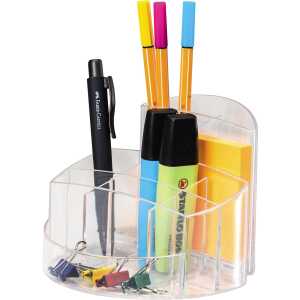 Schreibtisch-Köcher Rondo transp 9 Fächer, 140x140x109mm, Kunststoff