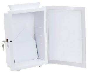 Sammelbox abschließbar, weiß, zum Hinstellen oder zur Wandmontage