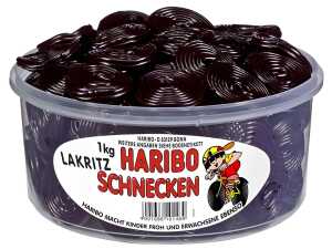 Haribo Lakritz Schnecken 1 KG Party Box für jede Gelegenheit