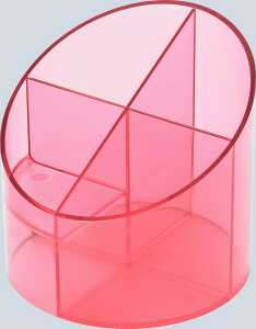 Schreibgeräte Multiköcher rot transluzent, 4 Fächer, Ø110mm