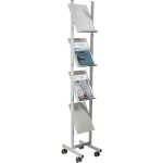 Helit Prospektregal aus Metall 4 Fächer A4, silber