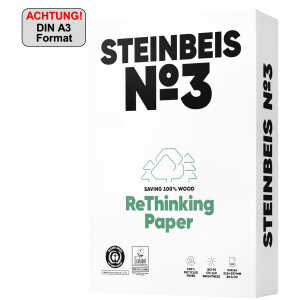 Steinbeis Pure White Kopierpapier A3 80g 90er weiße Recycling Papier