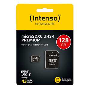 Micro-SD UHS I Speicherkarte 128GB Premium, inkl. SD-Adapter