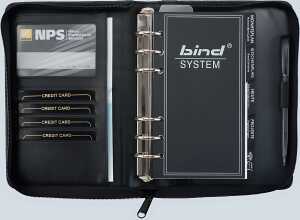 Bind Systemplaner A6 Nappaleder sw ohne Kalender, mit Reißverschluss
