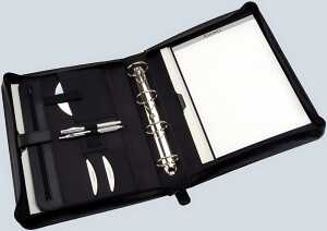 Ringbuchmappe "Rimini" m. Griff Lederimitat schwarz ungefüllt