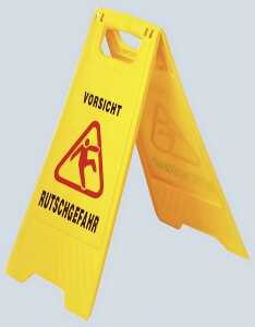 GVS-Warnschild "Achtung/Vorsicht Rutschgefahr", zweiseitig bedruckt