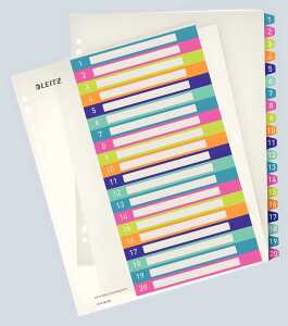 LEITZ 1245 Register Serie WOW 120 A4 Überbreite 20Blatt farbig
