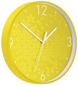 LEITZ Wanduhr WOW Ø 30cm gelb Quartzlaufwerk Glasfront gut