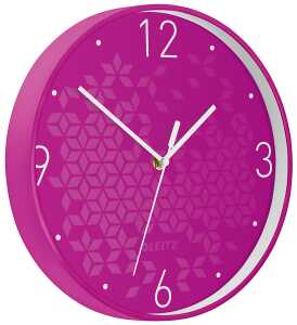 LEITZ Wanduhr WOW Ø 30cm pink Quartzlaufwerk Glasfront gut