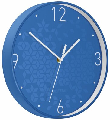 LEITZ Wanduhr WOW Ø 30 cm blau Quartzlaufwerk Glasfront gut