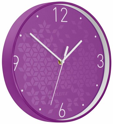 LEITZ Wanduhr WOW Ø 30 cm violett Quartzlaufwerk Glasfront gut