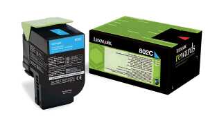 Lasertoner 802C cyan LEXMARK 80C20C0 Return