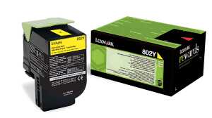 Lasertoner 802Y yellow LEXMARK 80C20Y0 Return