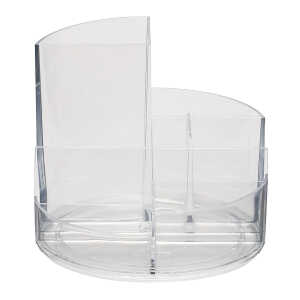 Rundbox glasklar 6 Fächer m. Brief- und Zettelfach Ø 14cm, Höhe 12,5cm