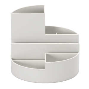 Rundbox grau 6 Fächer m. Brief- und Zettelfach Ø 14cm, Höhe 12,5cm