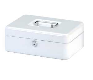 Geldkassette 250x190x88mm weiss Sicherheitszylinderschloss mit 2