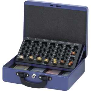 Geldkassette mit Zähleinsatz blau 30x24,5x9,3cm