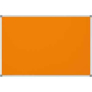 Pinnboard Standard 90/120 orange Textil Alurahmen, Ecken grau