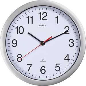 Wandfunkuhr run Ø 25 cm, silber Batteriebetrieb, Arabische Ziffern
