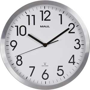 Uhr MAULmove 30RC Funkuhr silber Wanduhr Aluminium Rahmen Ø 30,5cm