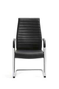 Schwingstuhl DELUXE Leder schwarz mittlerer Rücken, Chromarmlehnen