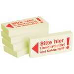 Haftnotizen "Bitte hier Firmenstempel und Unterschrift"