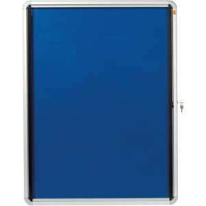 Schaukasten Innen Textilrückwand 9xA4 blau, Klapptür abschließbar