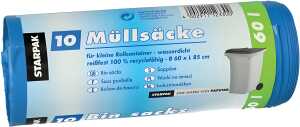 Müllsack 60x85 10ST blau PAPSTAR 12330 LDPE 60Lit
