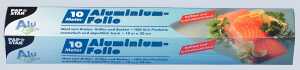 Alufolie 10m x 30cm auf Rolle in Faltschachtel mit Spenderöffnung