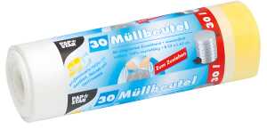 PAPSTAR Müllbeutel mit Zugband - 30 L, LDPE, weiß, 30 Stück